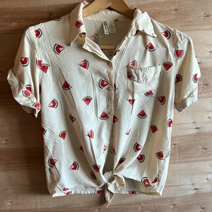 Watermelon print camp shirt